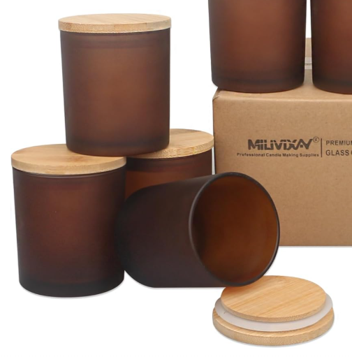 Contenant en verre ambré avec couvercle - 200ml